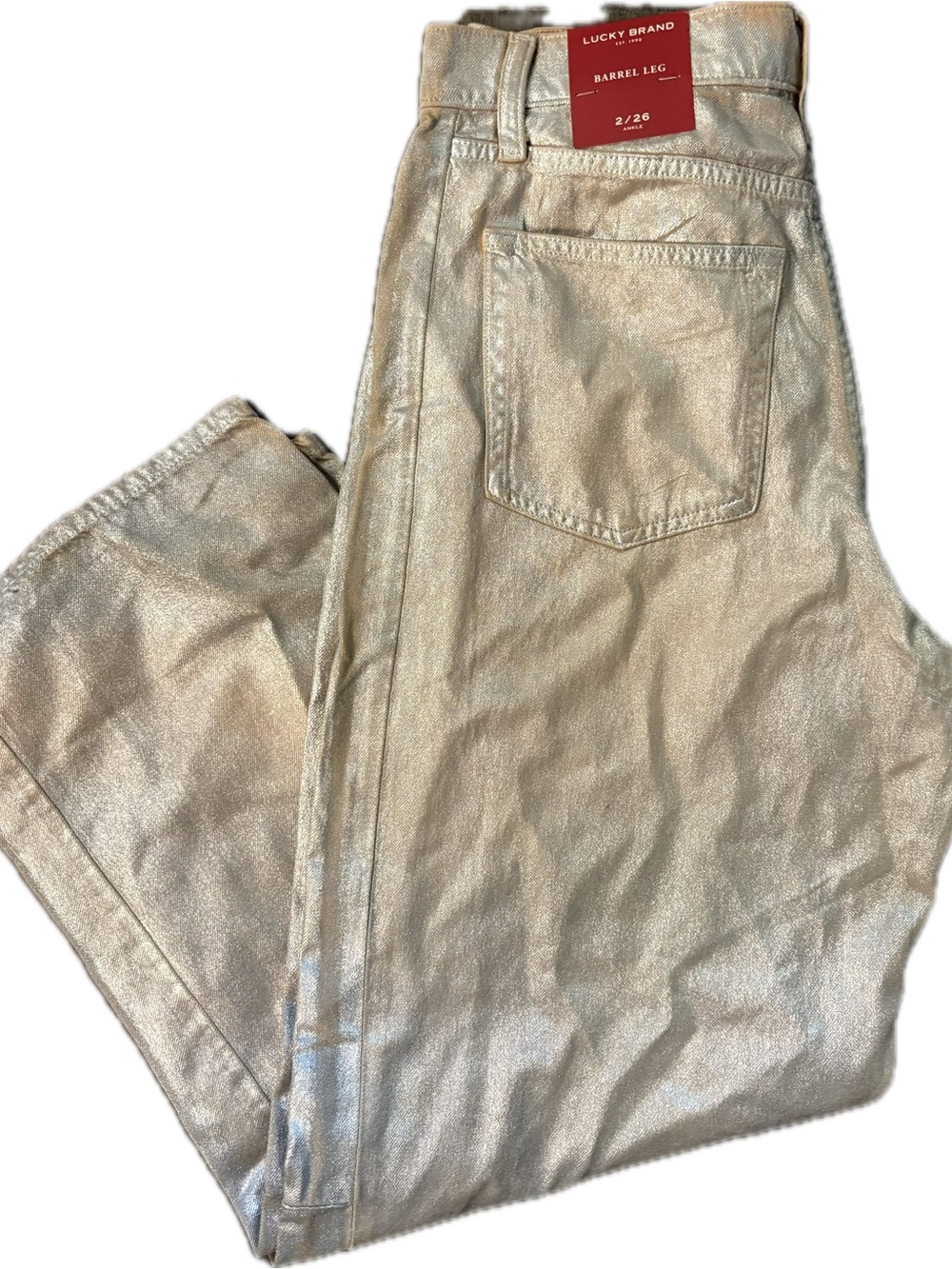 Lucky Brand Metallic Gold Barrel Leg Jeans